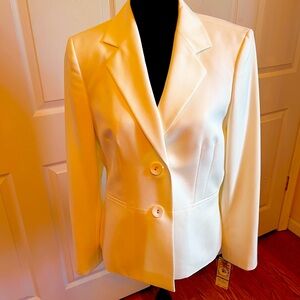 Kasper White Blazer Structured Suit Jacket